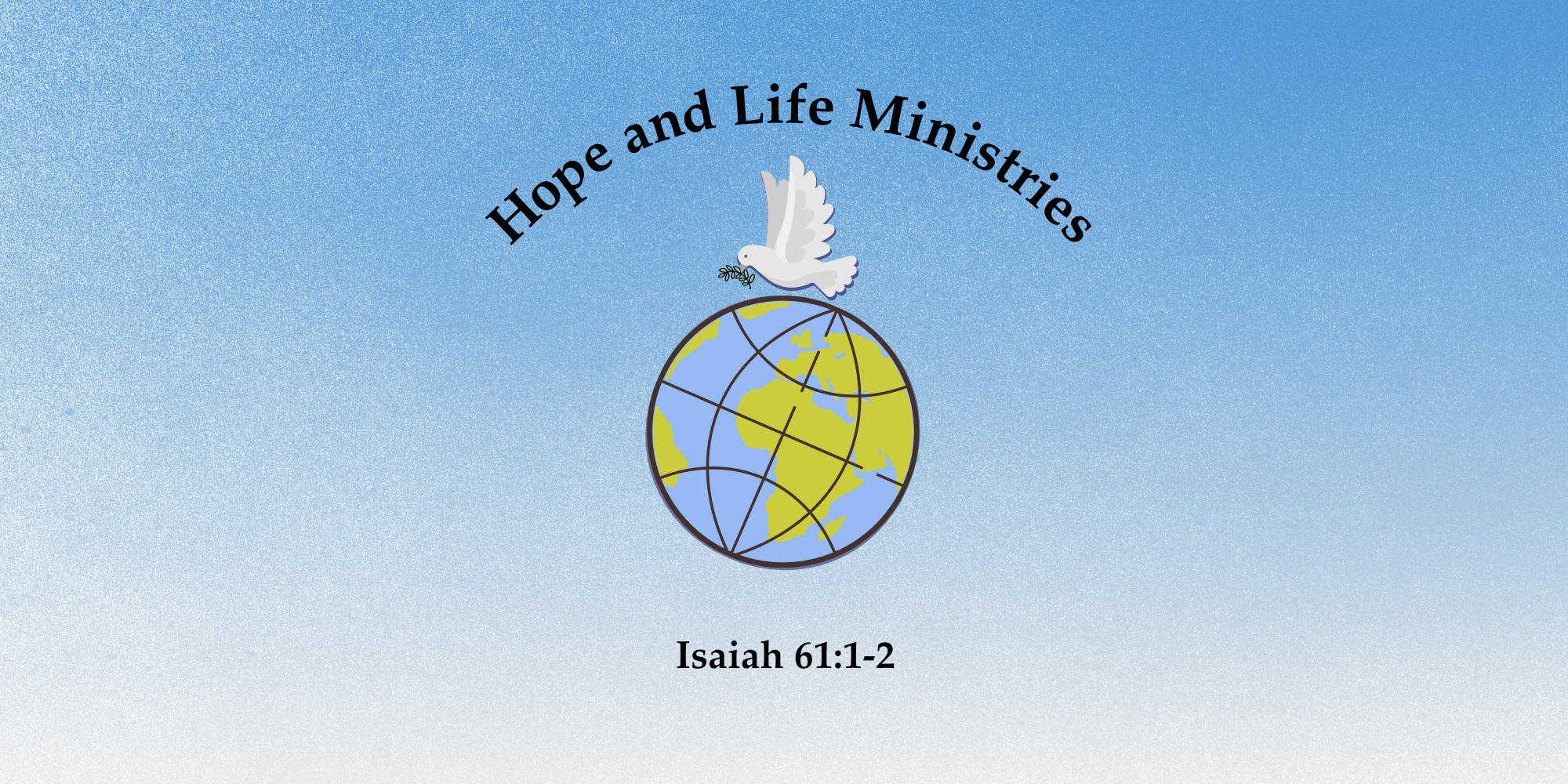 hope and life ministries logo of planet earth with a dove holding an olive branch in its beak hovering over the world